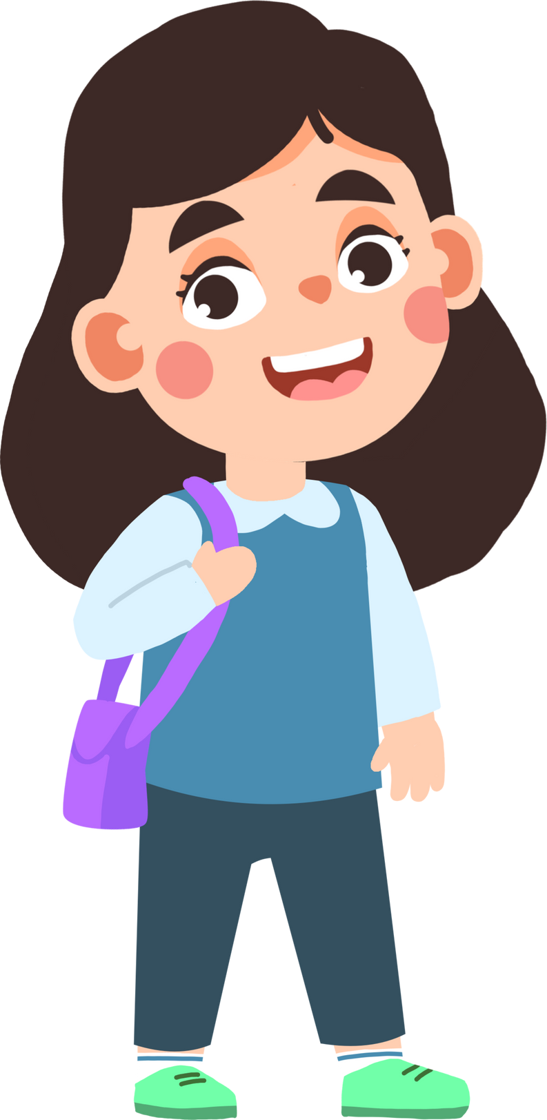 school kid girl student bringing school bag